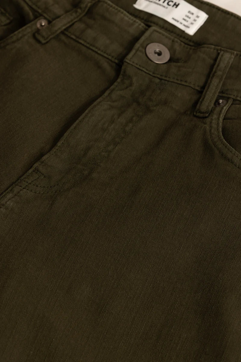 Quantum Olive Plain Skinny Fit Jeans