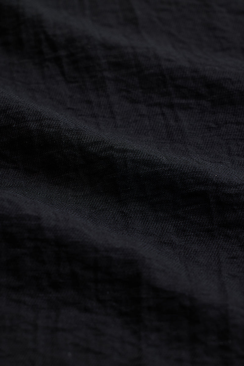 Black Mandarin Linen Blend Shirt