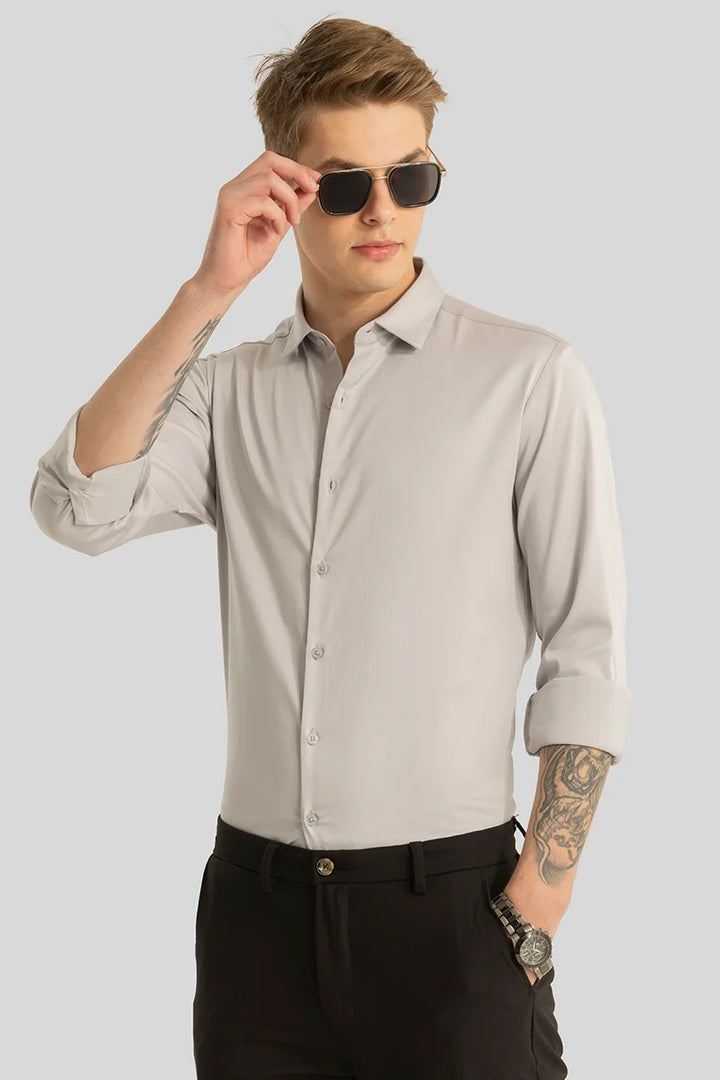 Etnni Light Grey Plain Stitchless Shirt