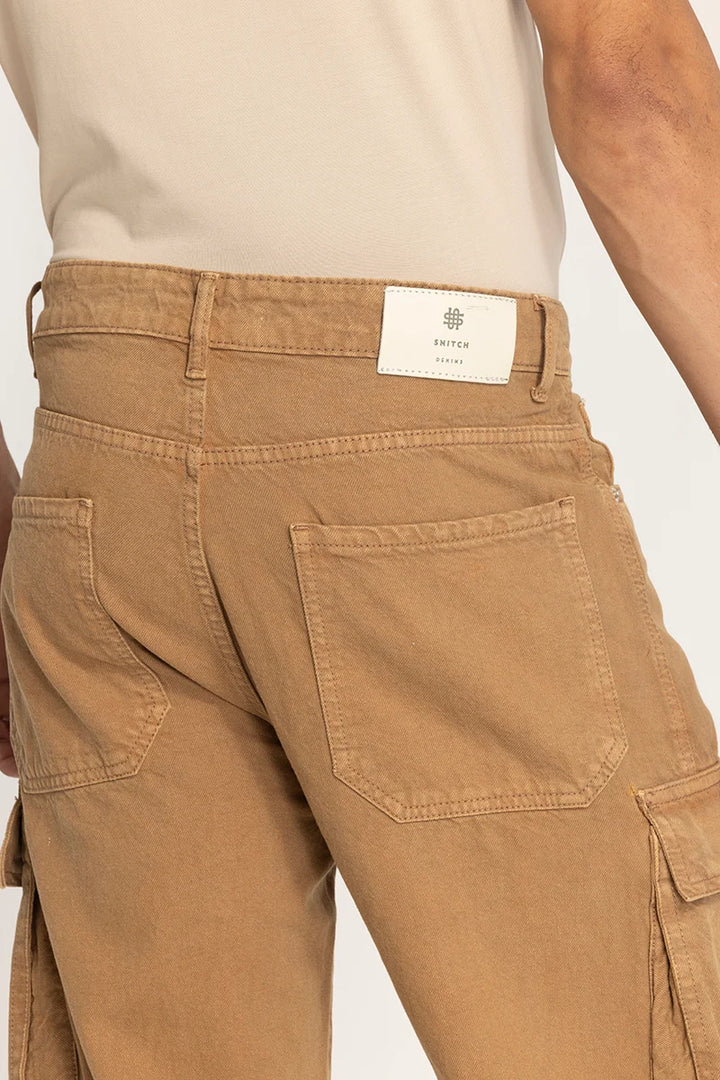 Khaki Relaxed Fit Cargo Jeans