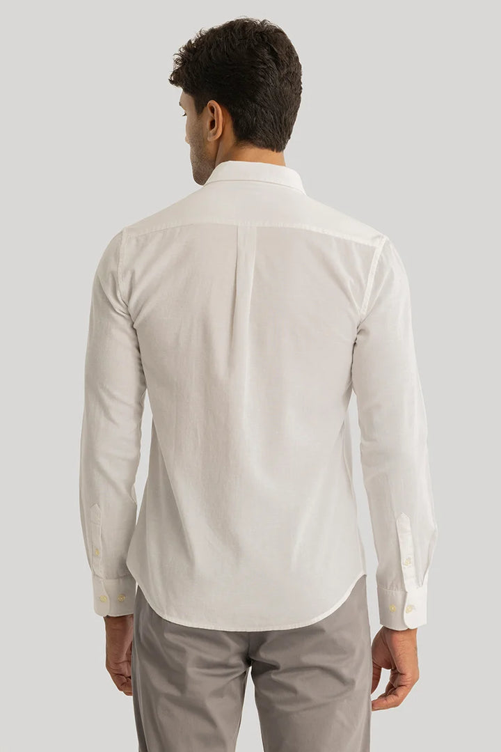 Claudio Off White Plain Linen Shirt