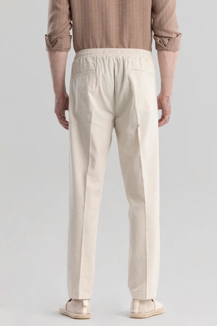 Wafty Beige Linen Trousers