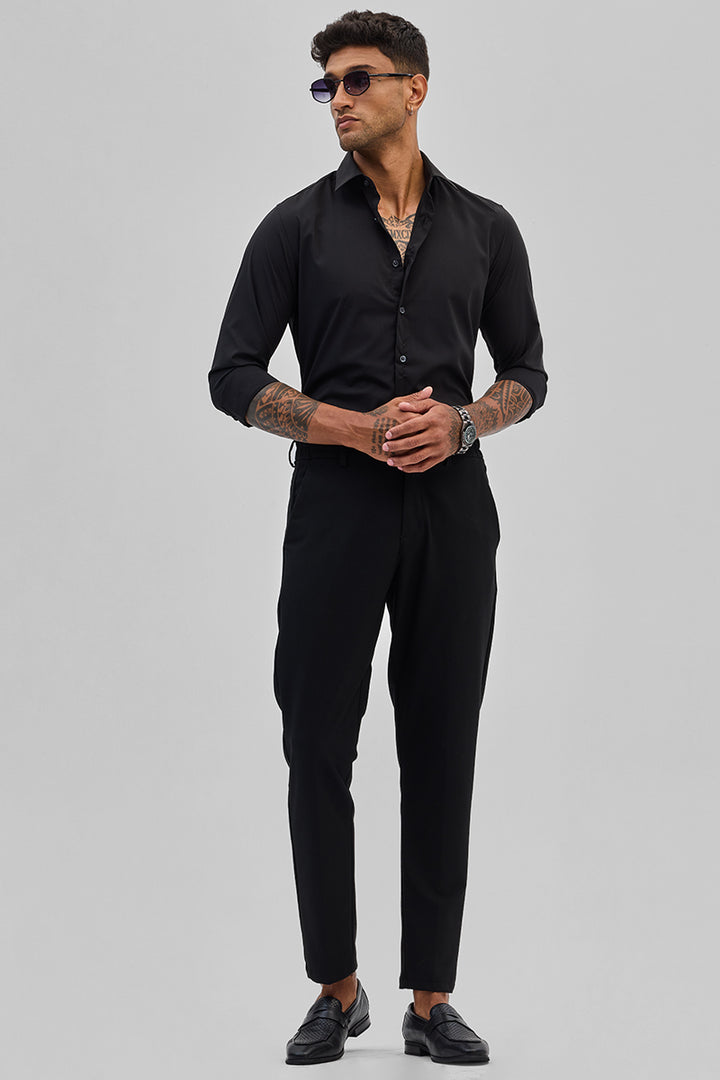 Black Slim Fit Stretch Shirt