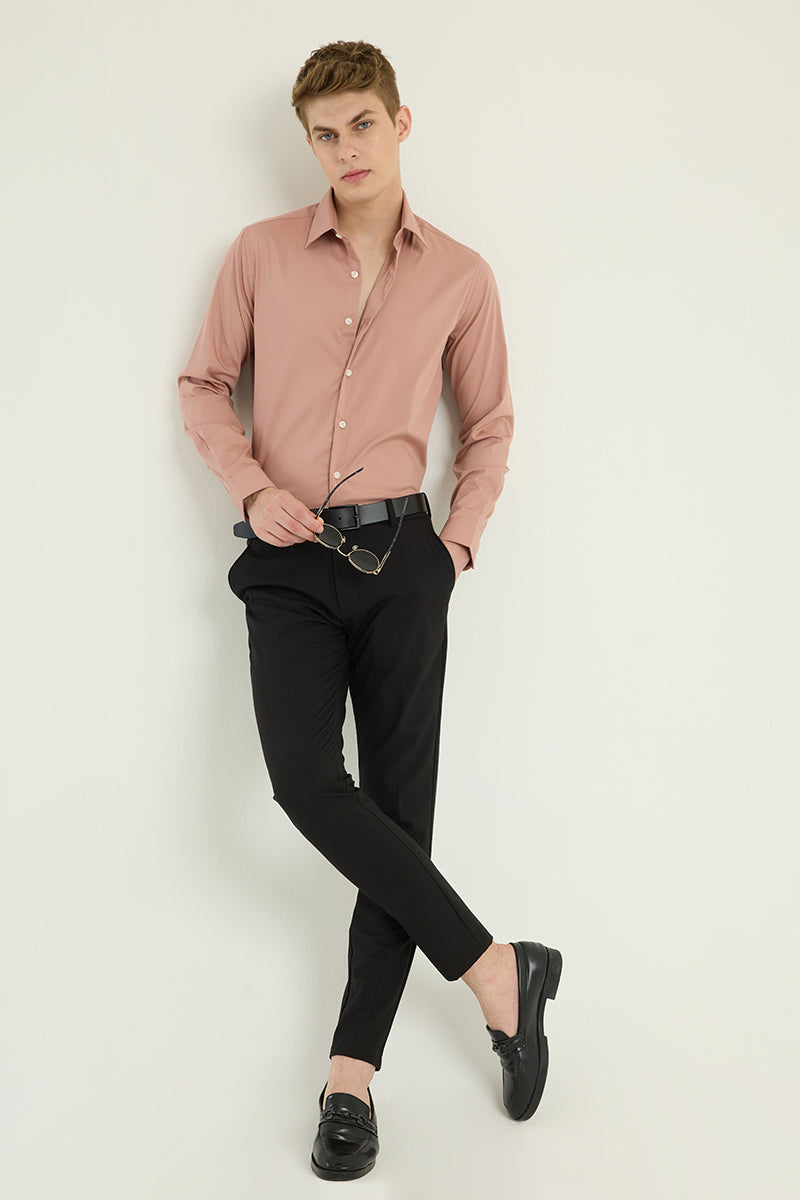 Peach Slim Fit Stretch Shirt