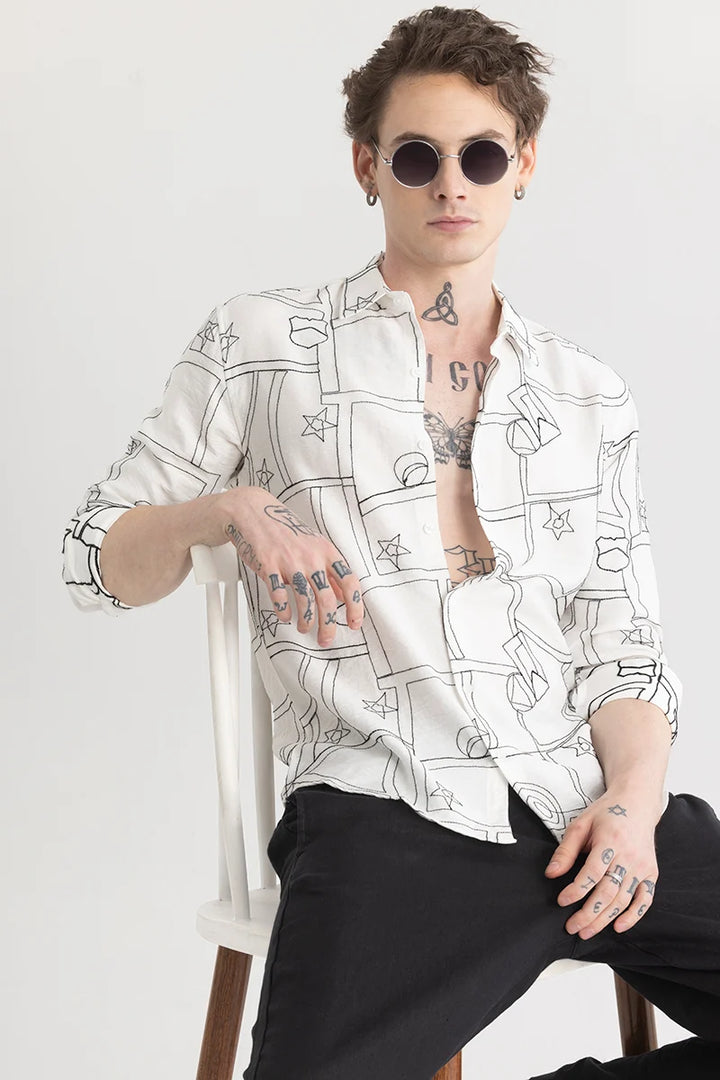 Celestitch White Embroidered Shirt