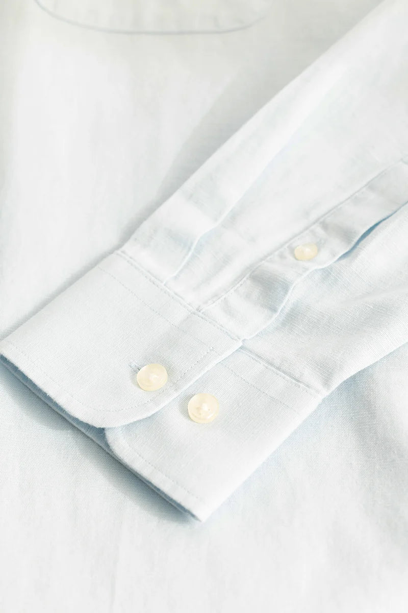 Claudio Light Blue Plain Linen Shirt