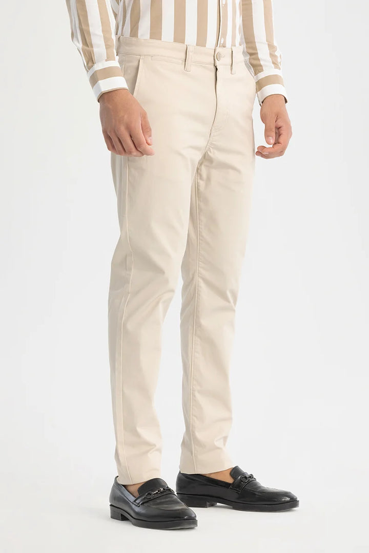 Cream Slim Fit Chinos