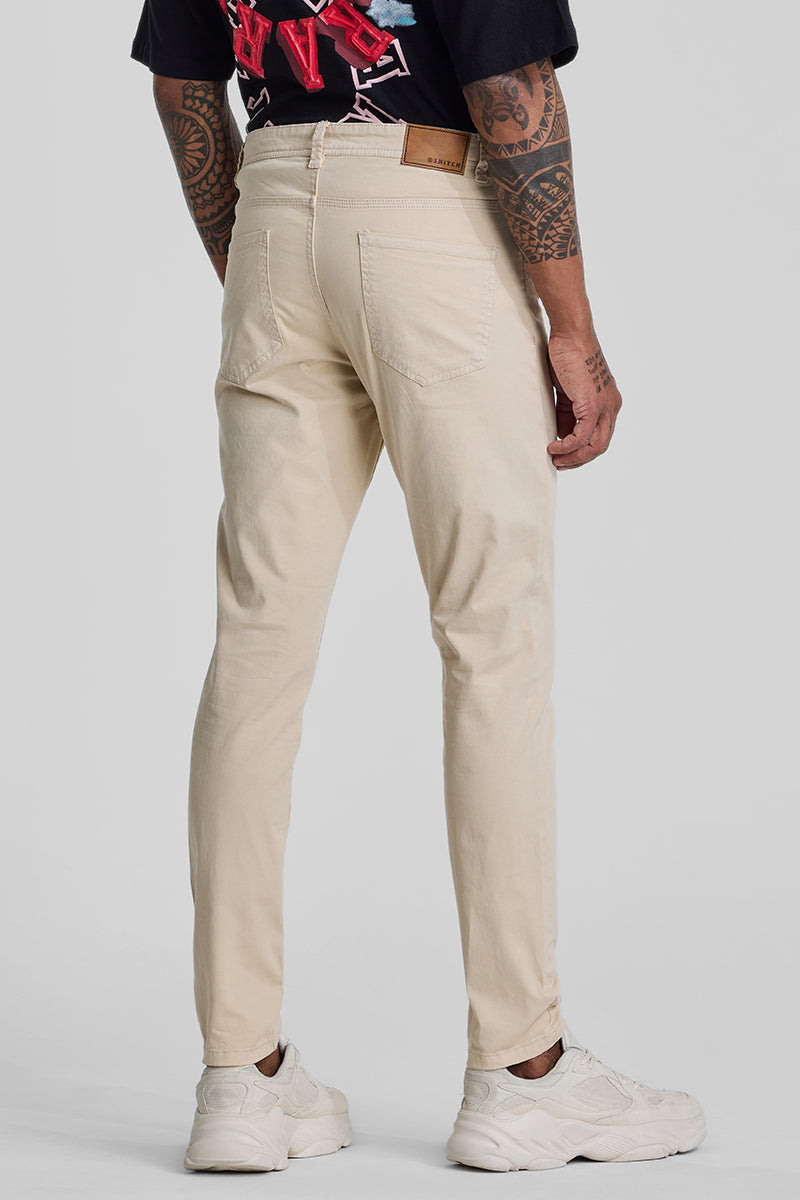 Cream 5 Pocket Chinos