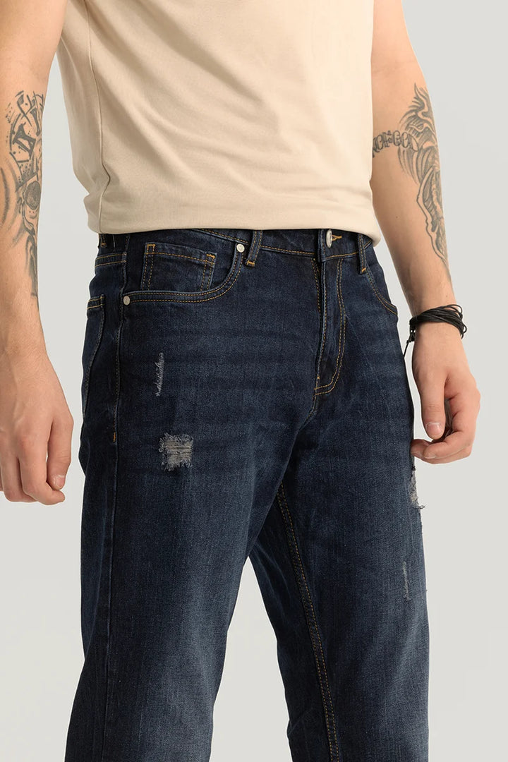 Vanguard Dark Blue Distressed Bootcut Jeans