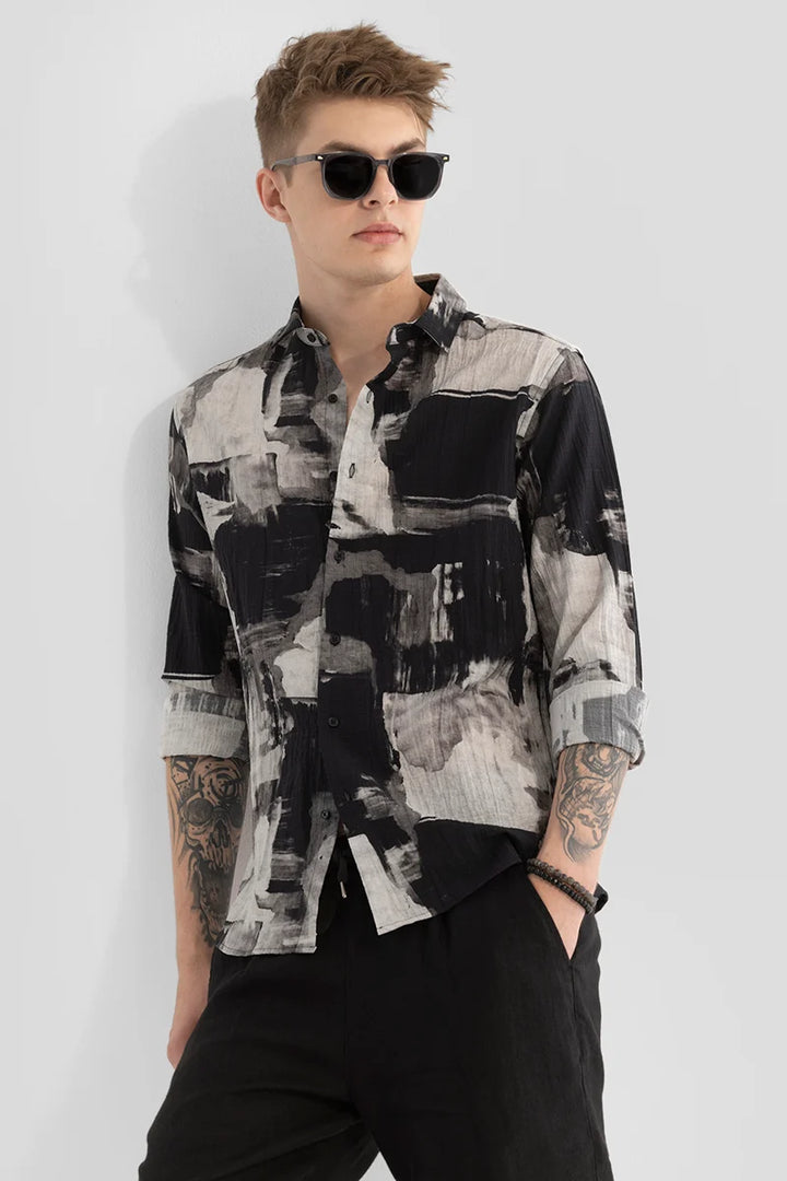 Black Textured Abstract Shirt