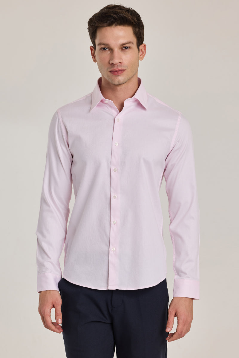 Light Pink Solid Slim Fit Shirt