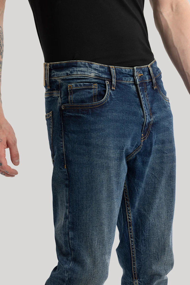 Phantom Prussian Blue Plain Skinny Fit Jeans