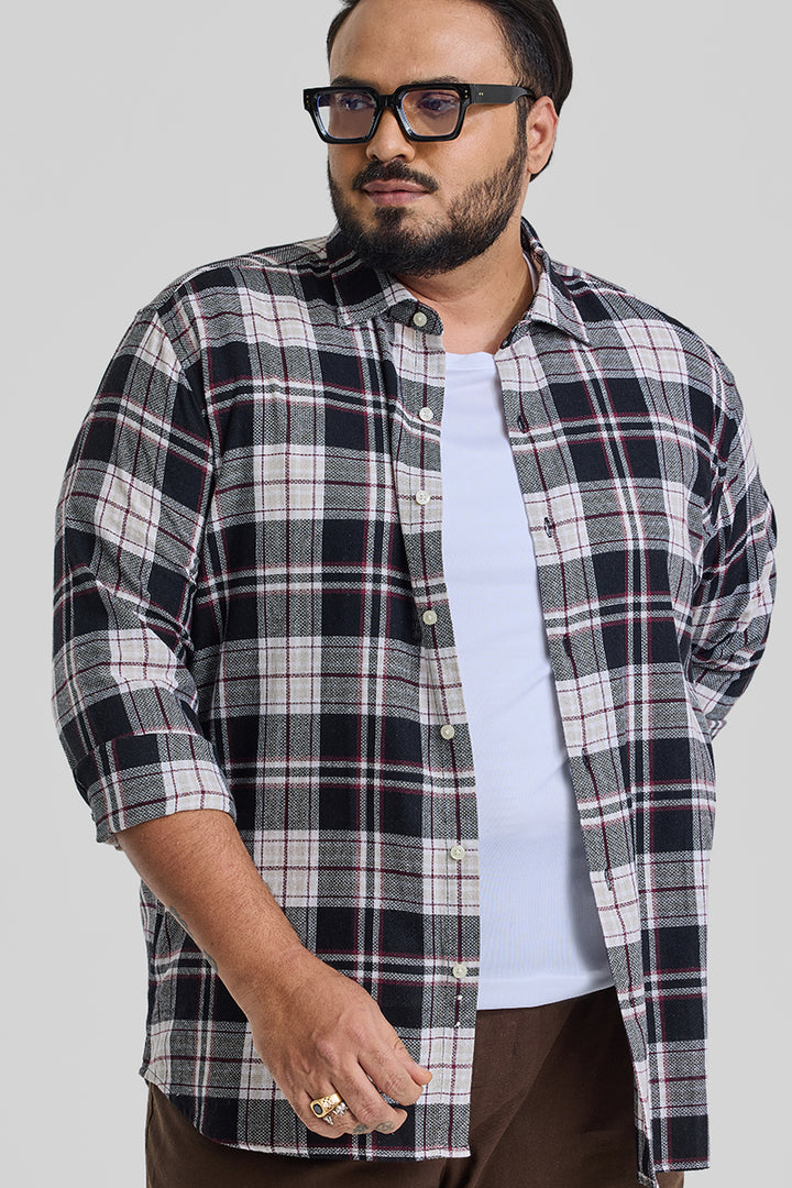 Black Checks Casual Plus Size Shirt