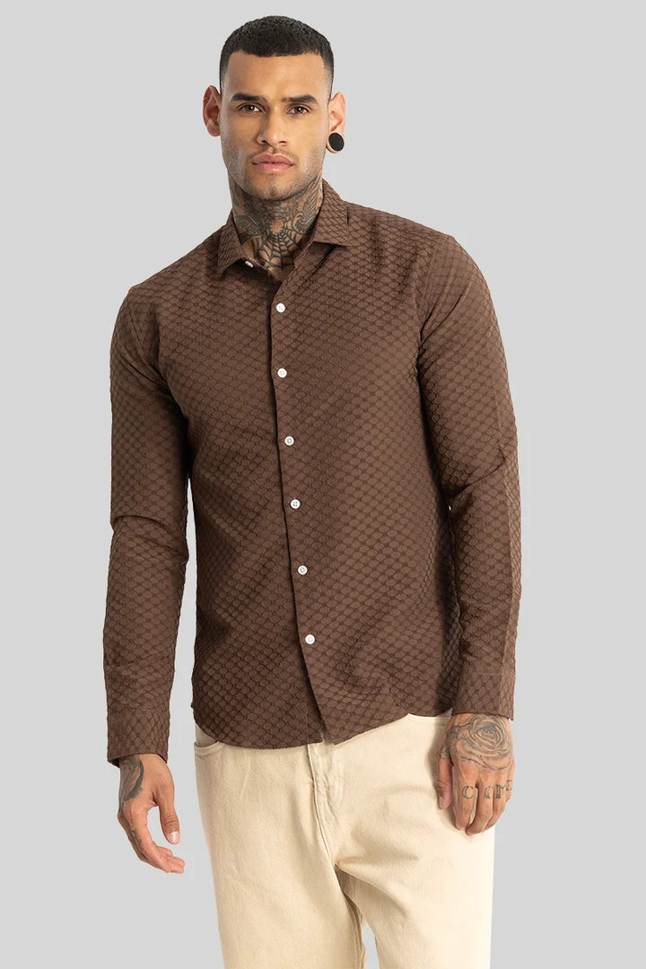 Light Brown Textured Stretch Shirt