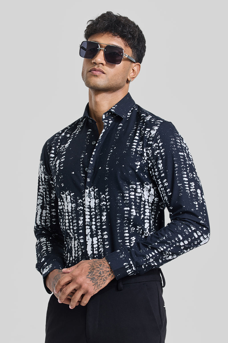 Navy Abstract Slim Fit Shirt