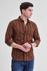 Brown Corduroy Slim Fit Shirt