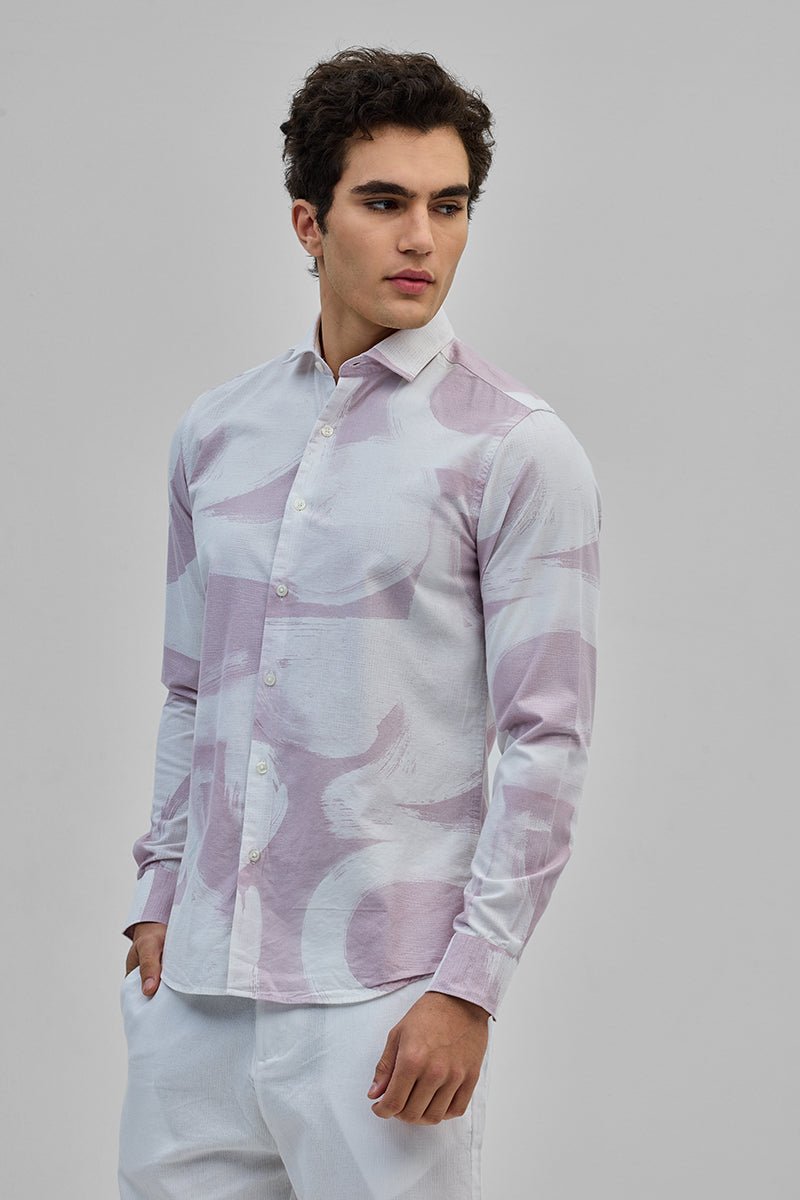 Lilac Abstract Slim FIt Shirt