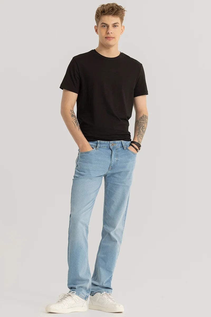 Brigitte Blue Plain Straight Fit Jeans