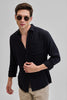 Black Slim Fit Linen Shirt