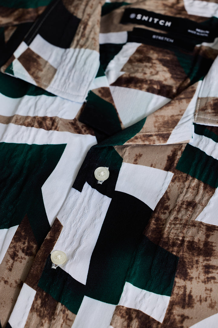 Dark Green Cuban Abstract Shirt