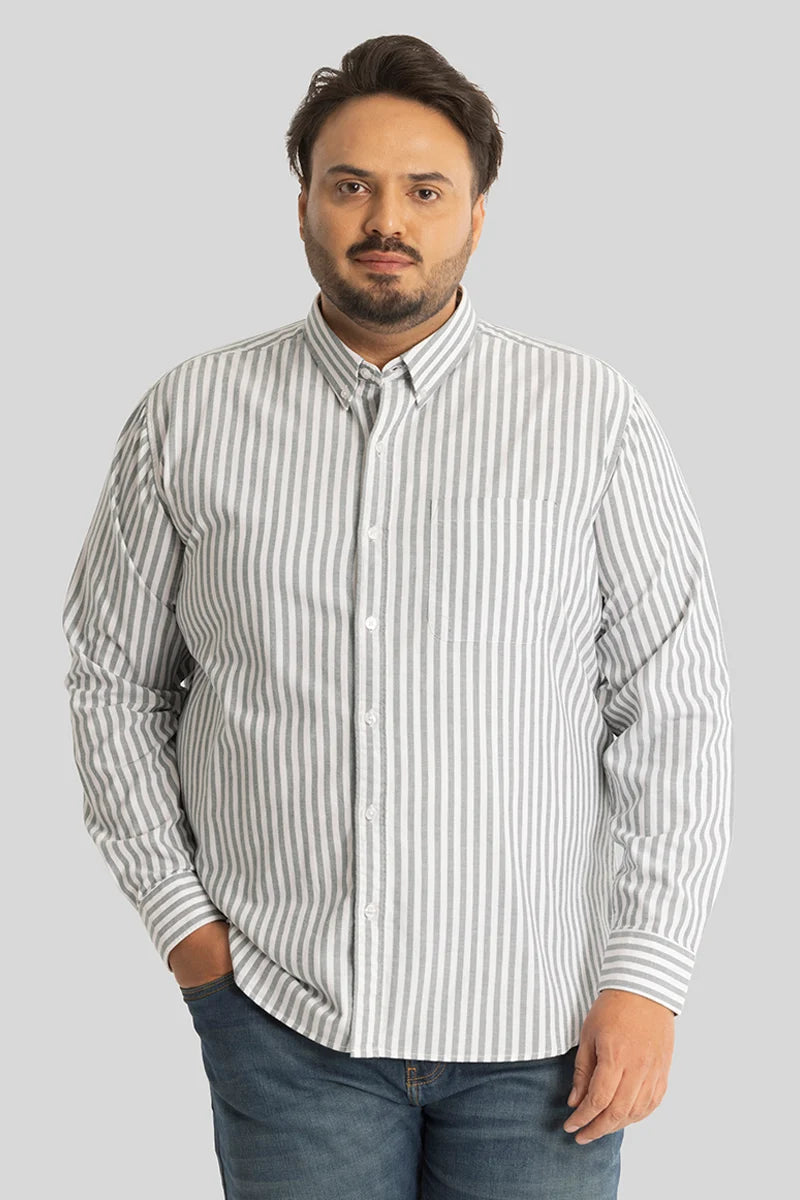 Fortunato Light Grey Stripes Plus Size Shirt