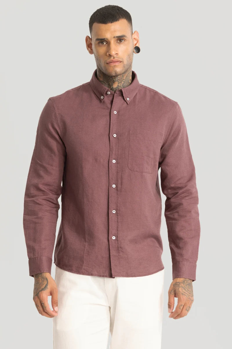 Mauve Linen Blend Shirt