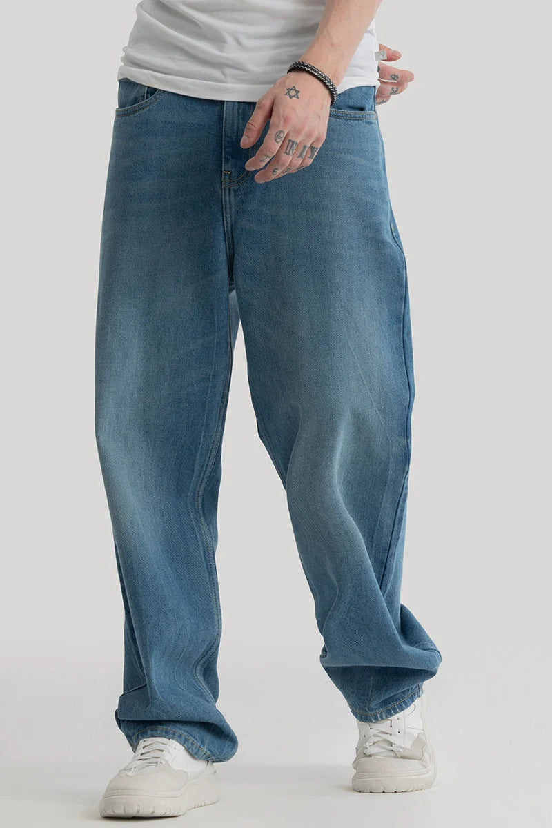 Buy Men's Lars Blue Loose Fit Jeans Online | Snitch – SNITCH