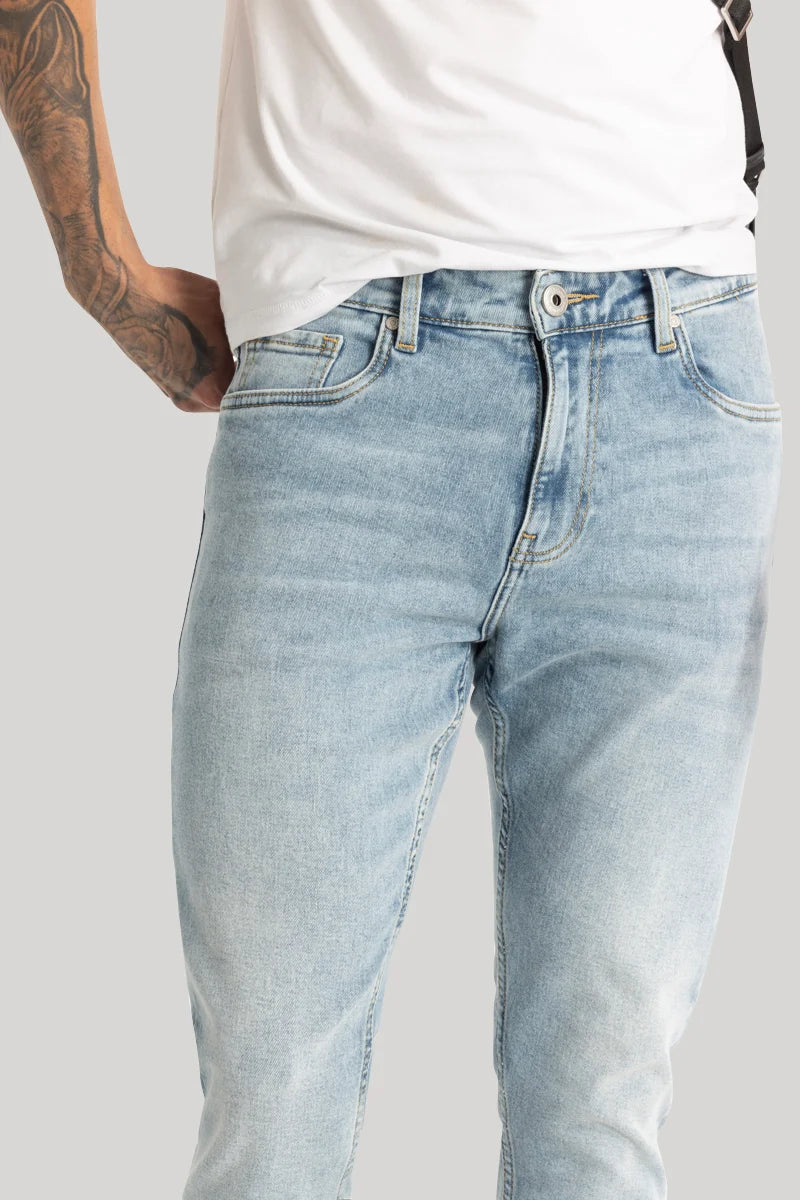 Light Blue Plain Skinny Fit Jeans