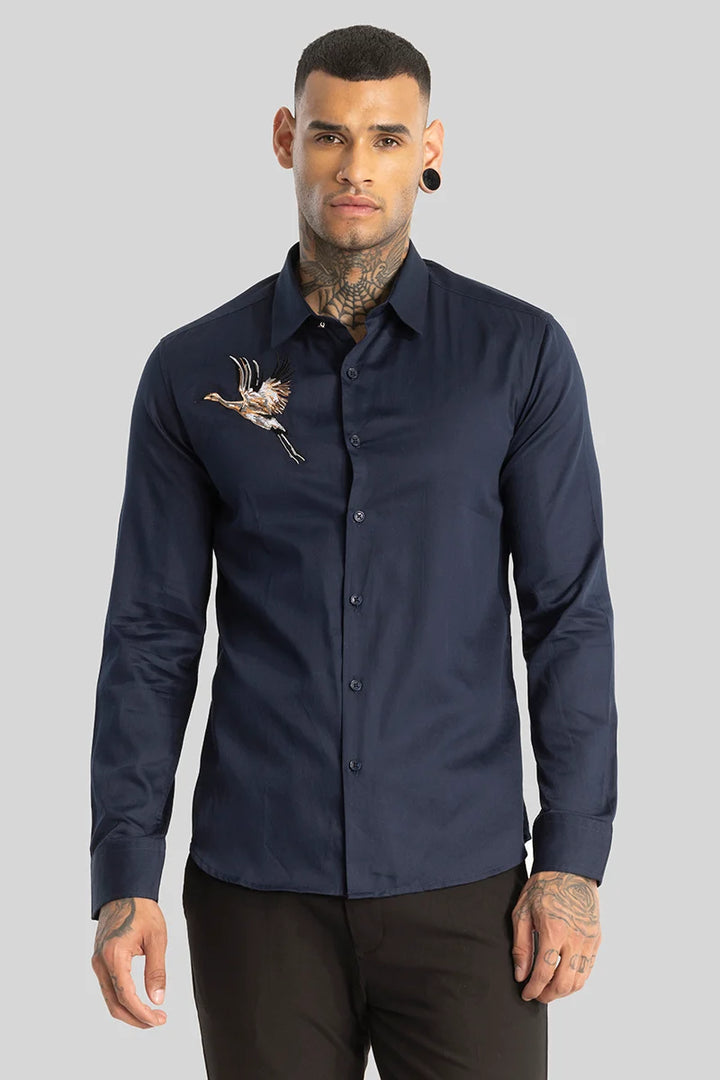 Navy Embroidered Shirt