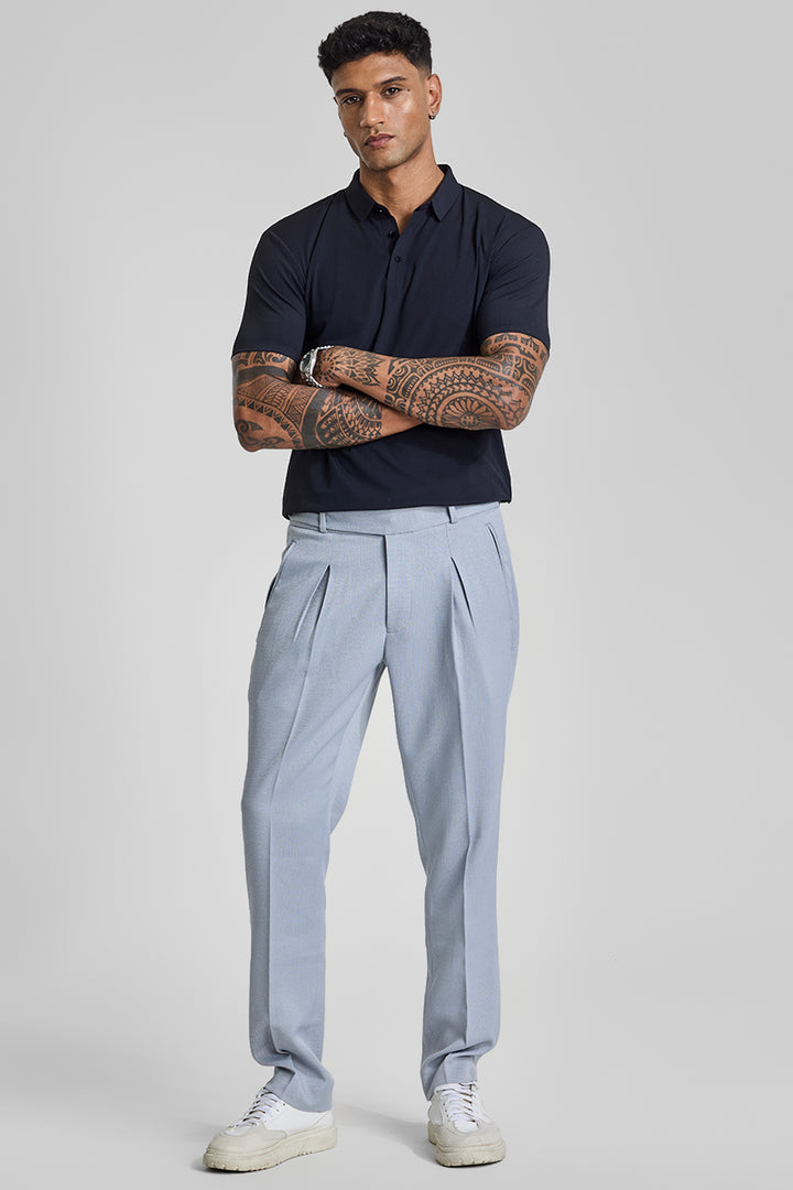 Light Blue Relaxed Fit Korean Trousers