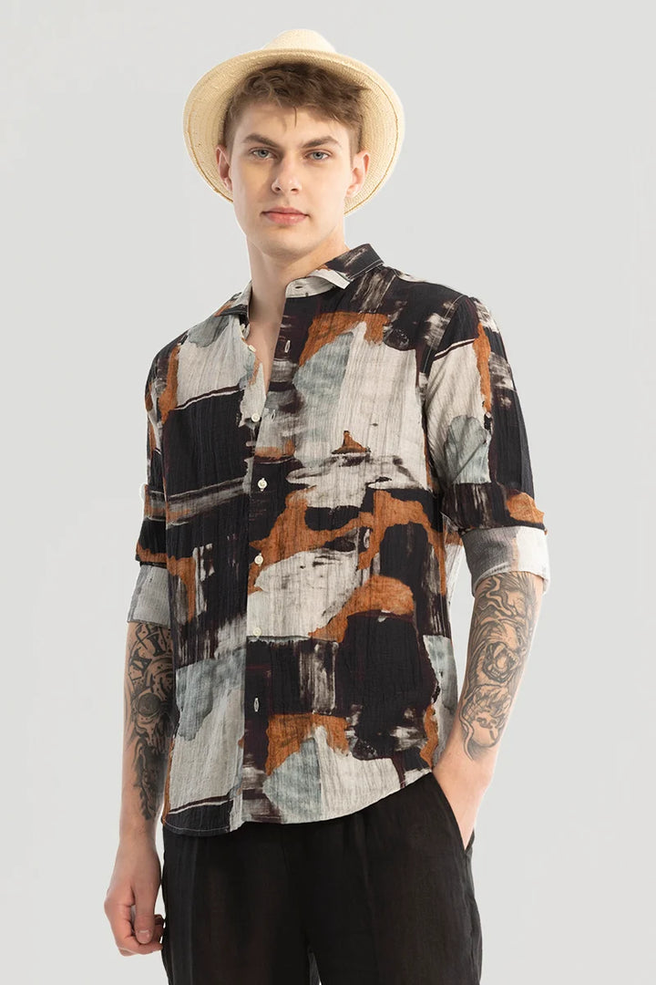 Brown Textured Abstract Shirt