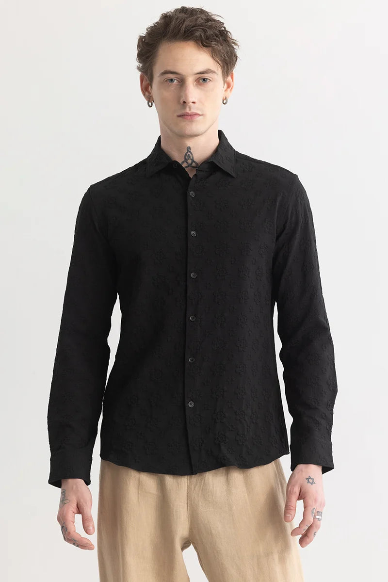 Shadotex Black Textured Shirt