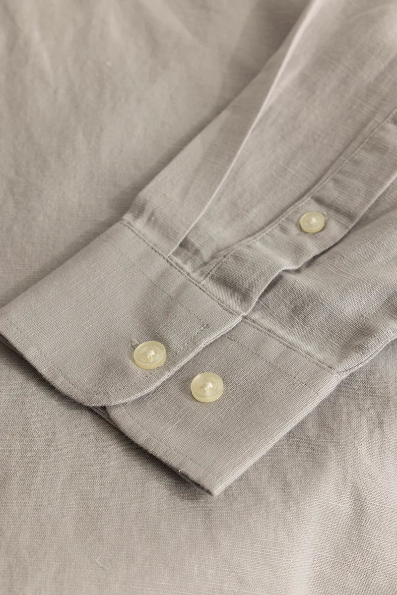 Henri Light Grey Plain Linen Blend Shirt