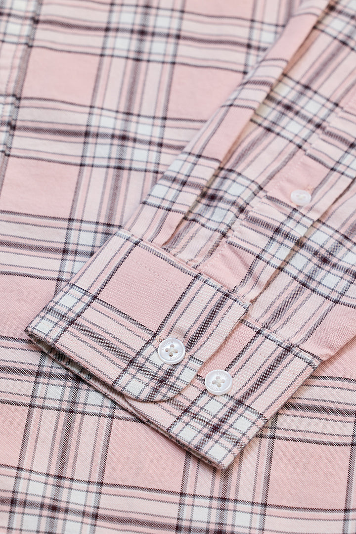 Light Pink Checks Slim Fit Shirt