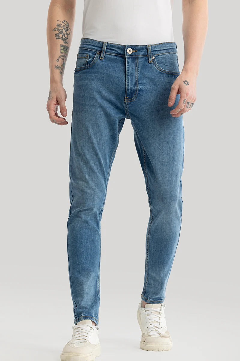 Phantom Sky Blue Plain Skinny Fit Jeans