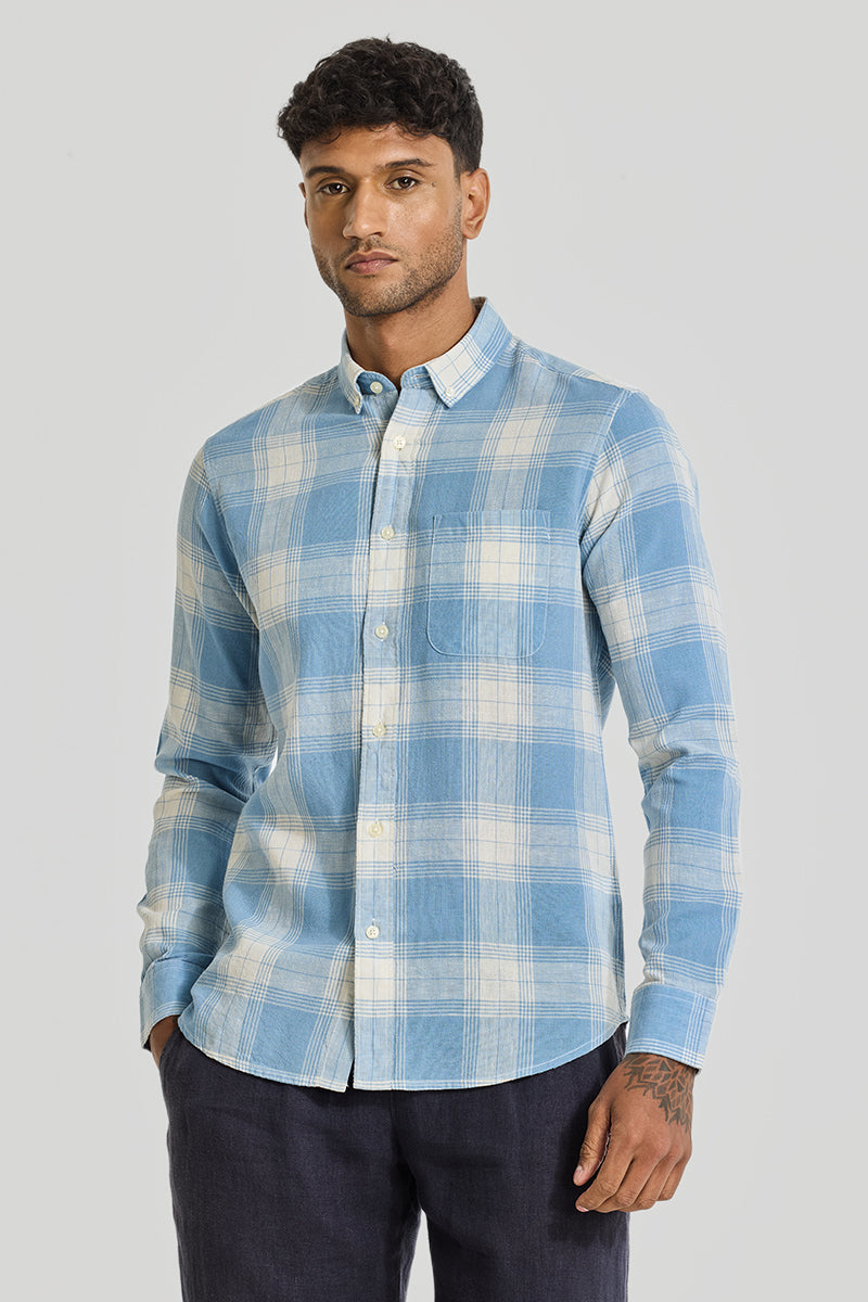 Blue Checks Linen Shirt