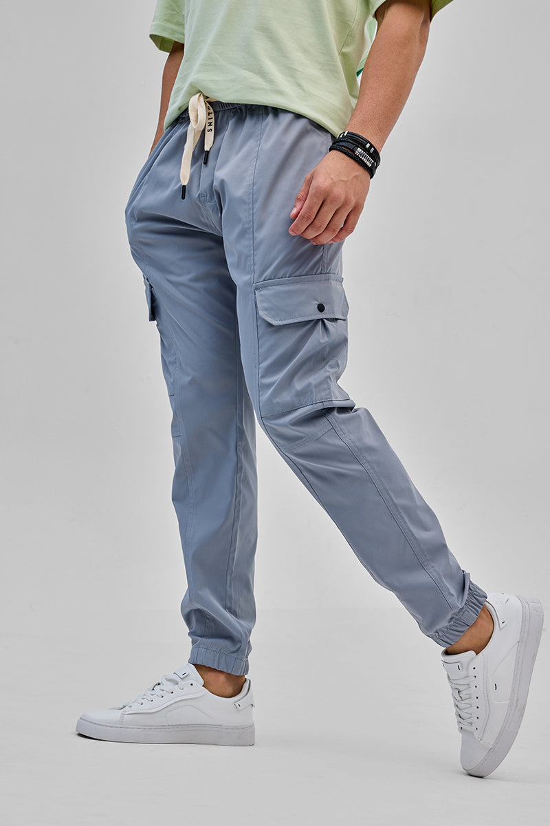 Light Blue 5 Pockets Slim Fit Joggers