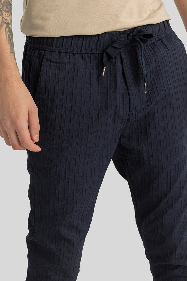 Harbor Navy Plain Slim Fit Pants