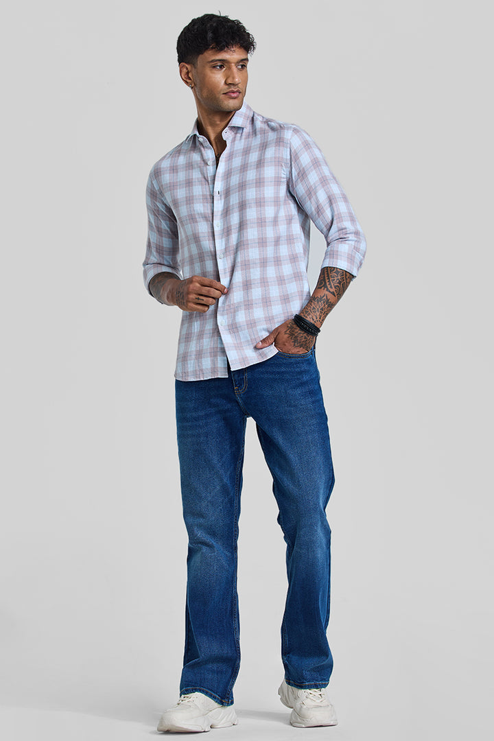 Light Blue Checks Slim Fit Shirt