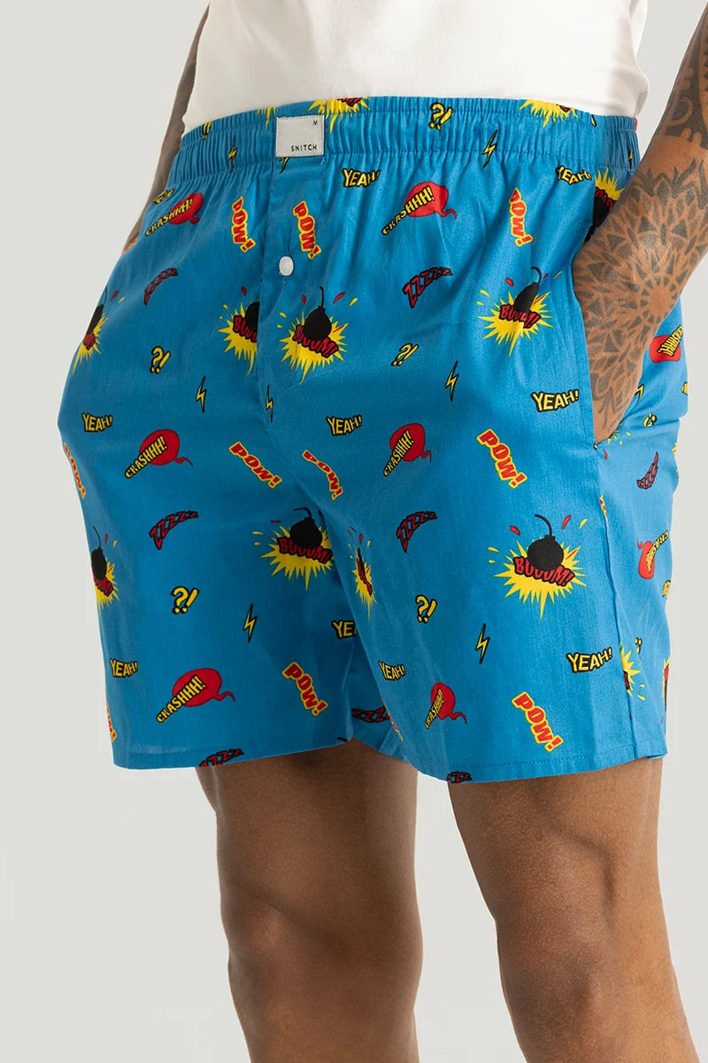 Boom Blue Printed Boxers