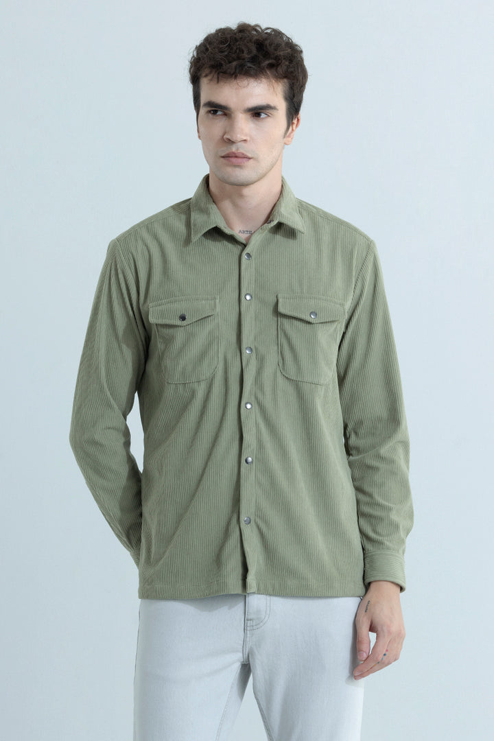 Jezzi Teal Green Corduroy Overshirt