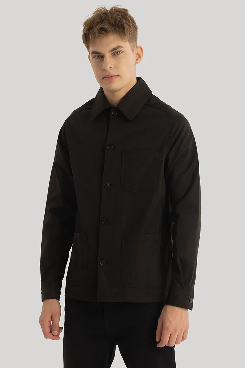 Keystone Black Solid Overshirt