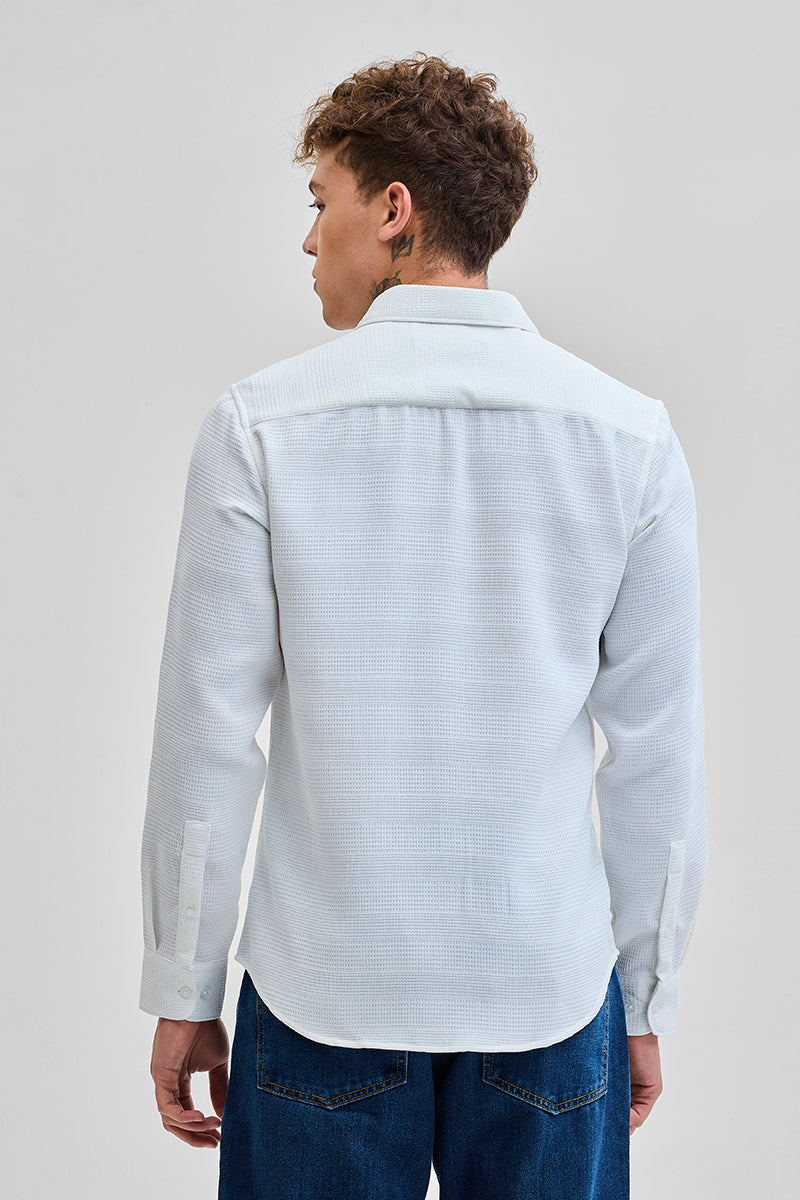 White Textured Slim Fit Shirt