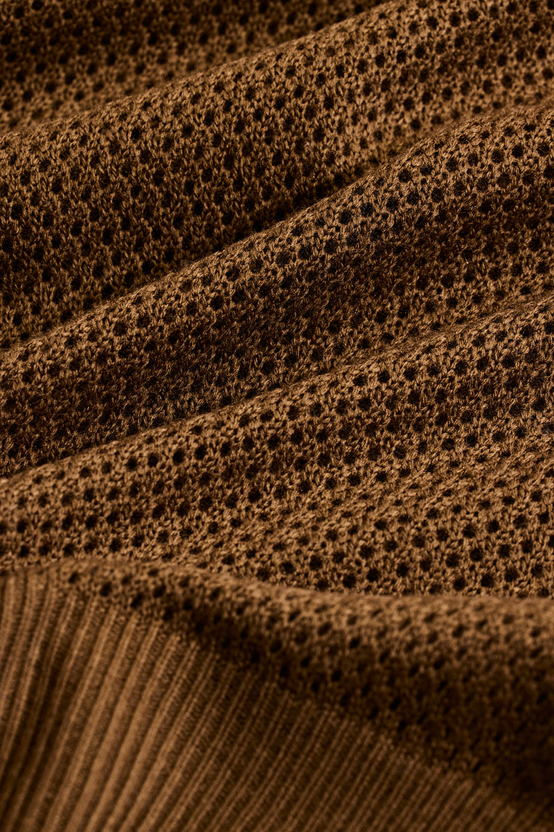 Brown Colourblocked Knitted Polo T-Shirt