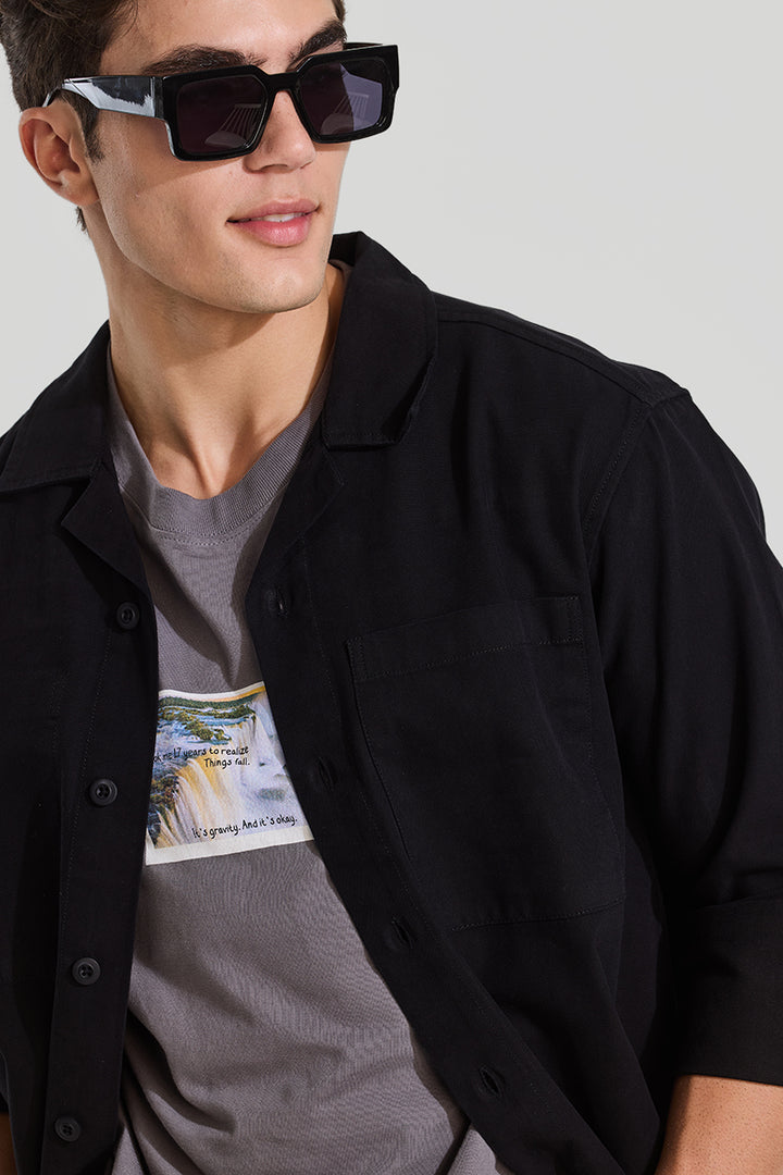 Black Relaxed Fit Overshirt