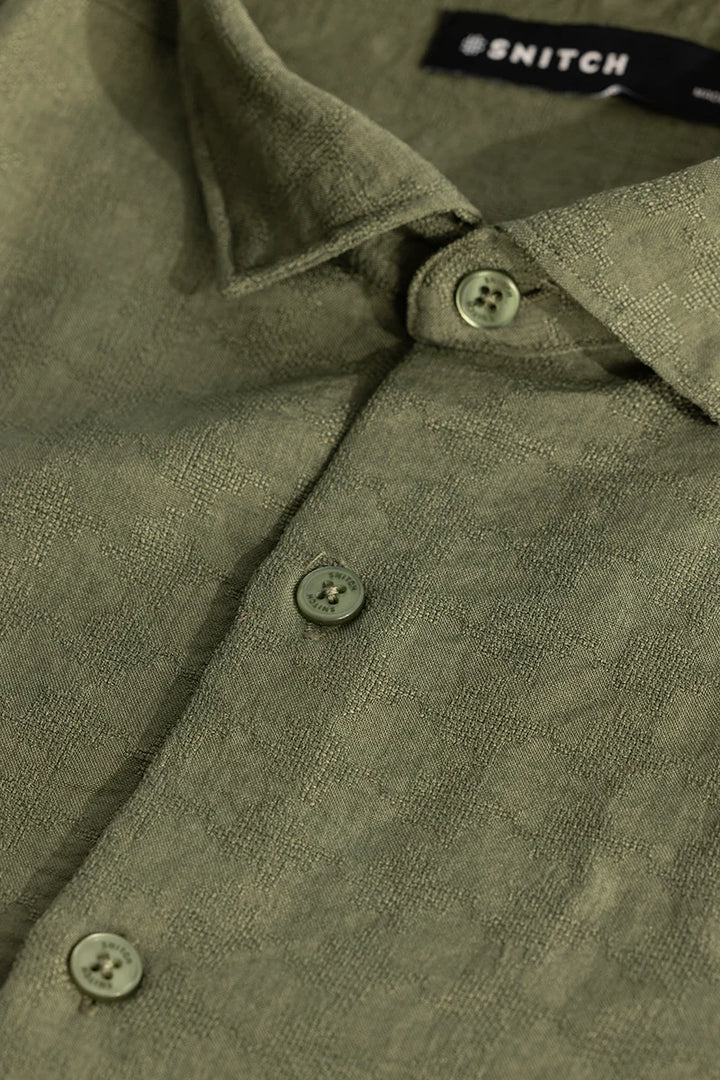 Olive Self-Design Shirt