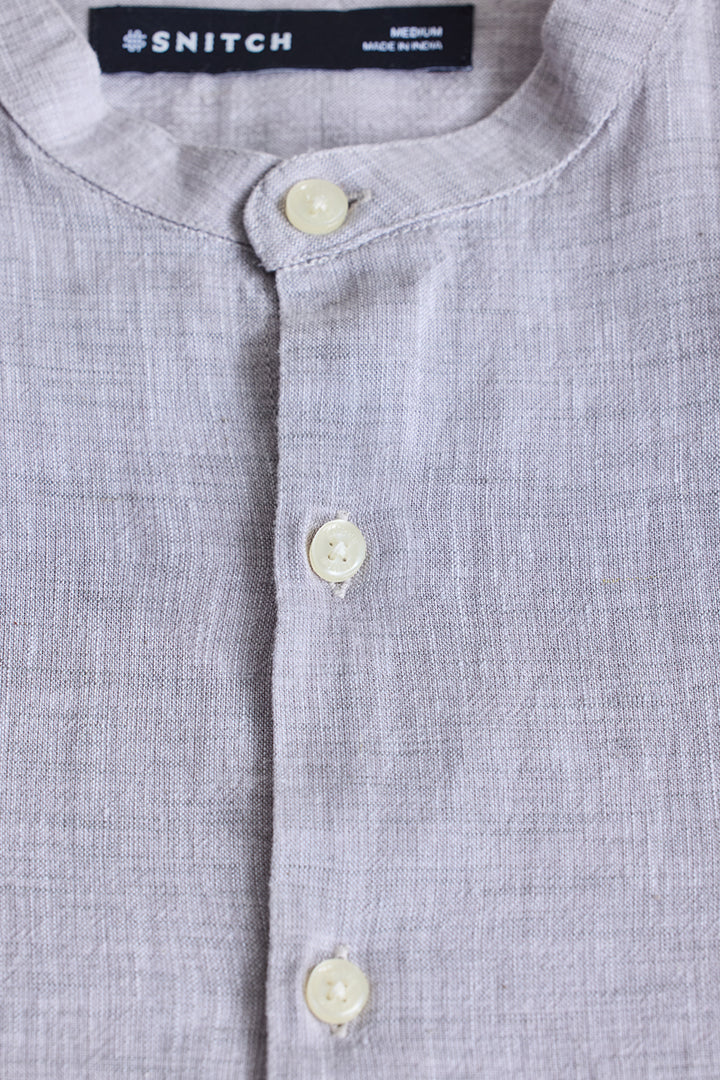 Light Grey Textured Linen Shirt