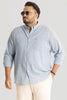 Light Blue Linen Blend Plus Size Shirt