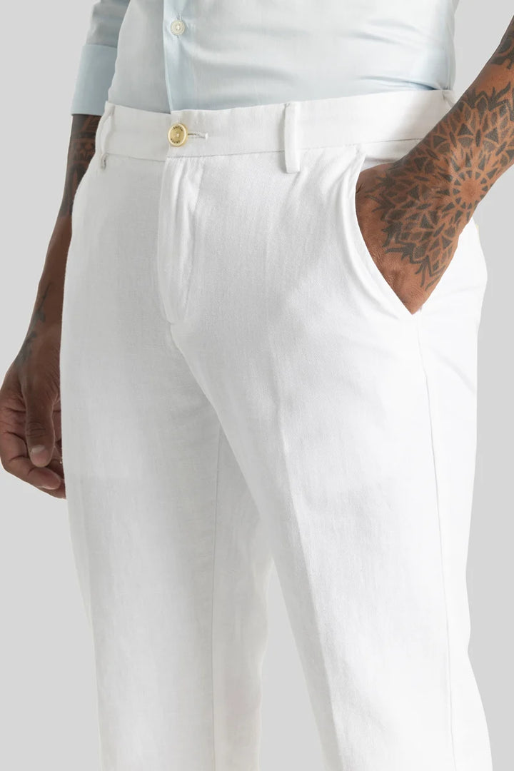 Mads White Plain Irish Linen Trousers