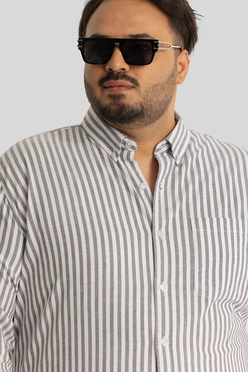 Fortunato Grey Stripes Plus Size Shirt